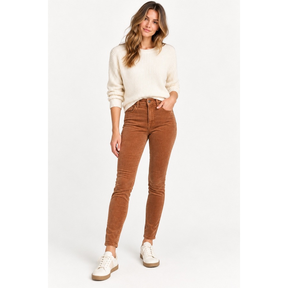 J.Crew Womens Brown Corduroy Slim Leg Mid Rise Pants Rust 5-Pocket